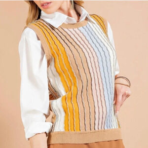 Eva Franco Anthropologie Metallic Knit Ribbed Sleeveless Sweater Vest: Large